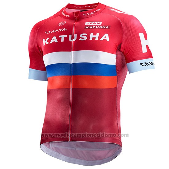 2017 Abbigliamento Ciclismo Katusha Rosso e Bianco Manica Corta e Salopette